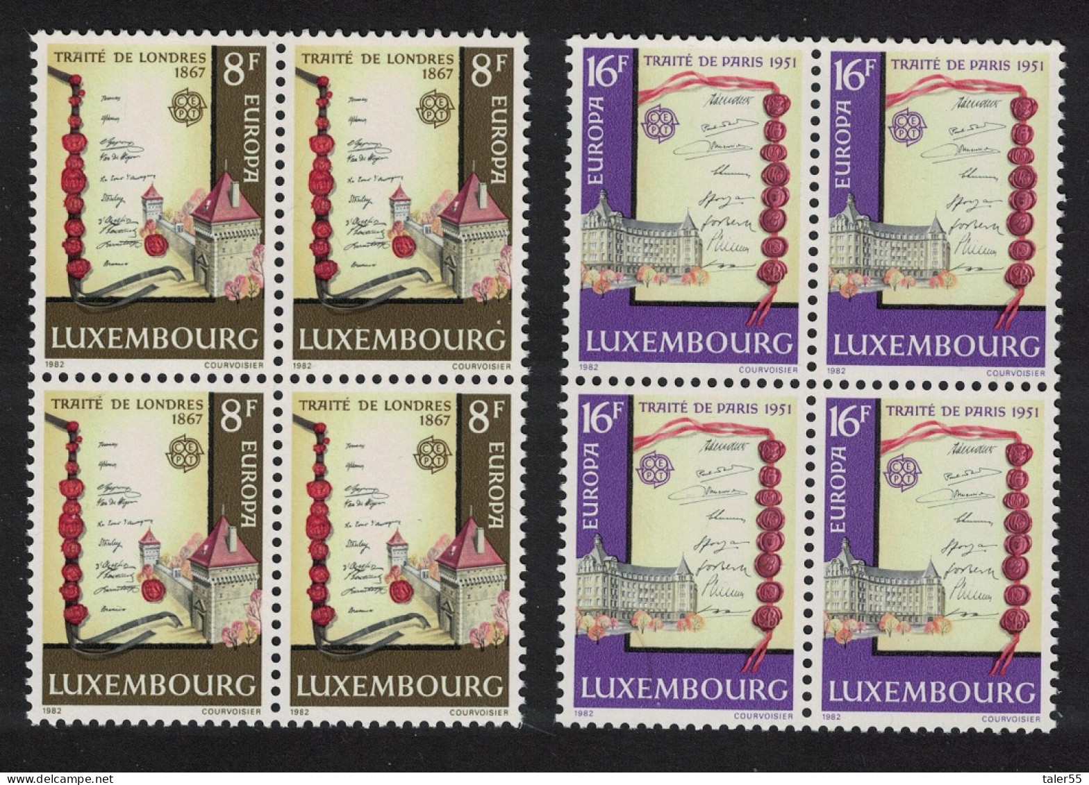 Luxembourg Historic Events Europa 2v Blocks Of 4 1982 MNH SG#1086-1087 MI#1052-1053 - Neufs