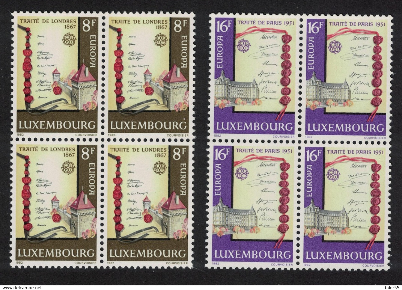 Luxembourg Historic Events Europa 2v Blocks Of 4 1982 MNH SG#1086-1087 MI#1052-1053 - Unused Stamps