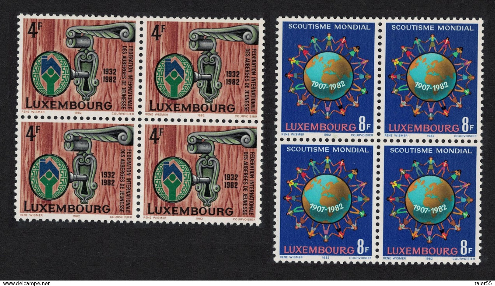 Luxembourg Scouting Anniversaries 2v Blocks Of 4 1982 MNH SG#1094-1095 MI#1060-1061 - Ungebraucht