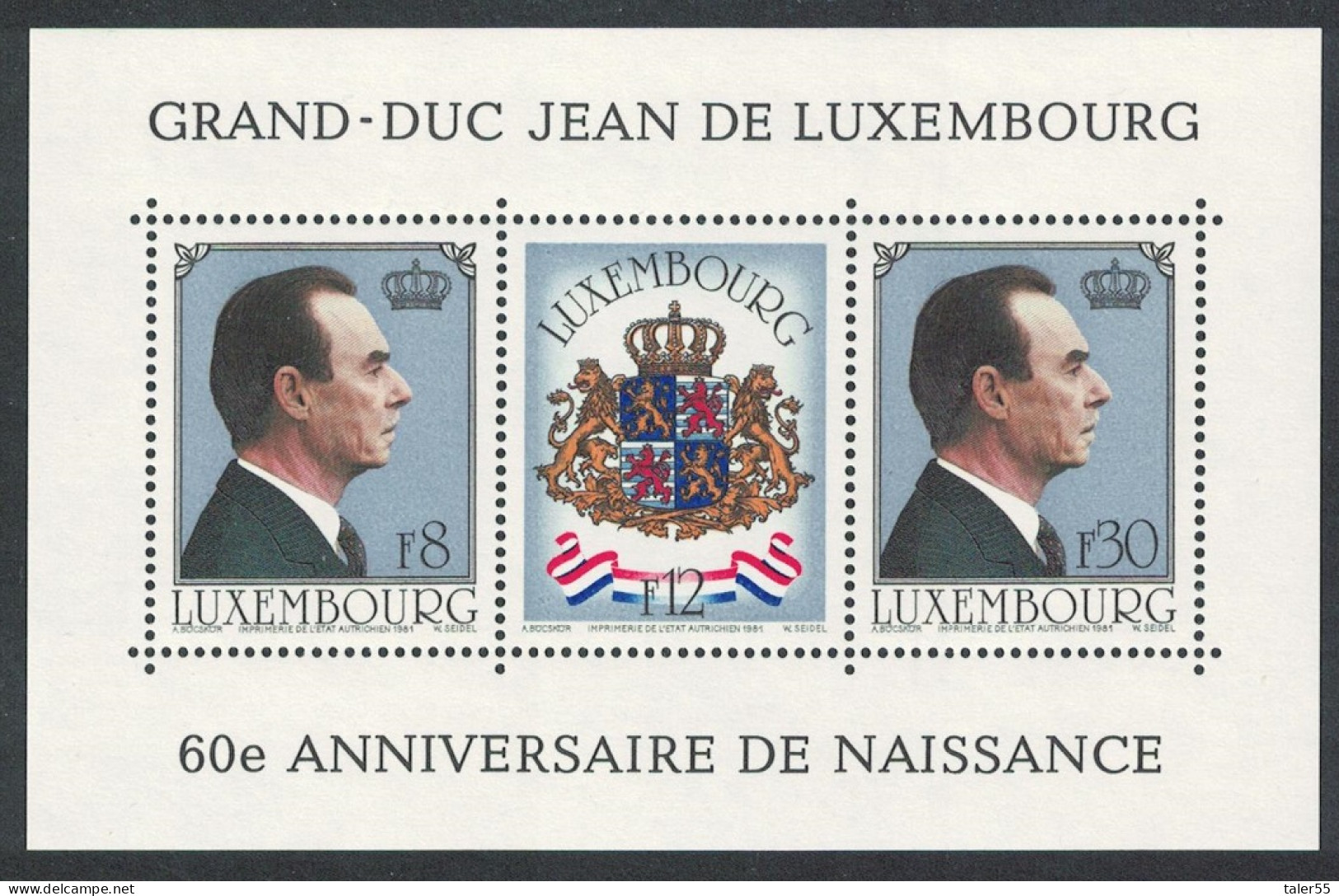 Luxembourg 60th Birthday Of Grand Duke Jean MS 1981 MNH SG#MS1059 MI#Block 13 - Ungebraucht