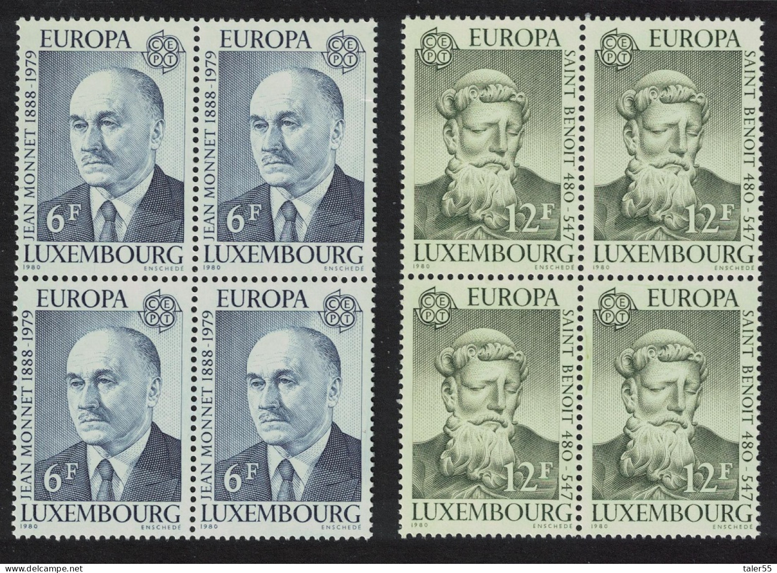Luxembourg Famous People Europa 2v Blocks Of 4 1980 MNH SG#1046-1047 MI#1009-1010 - Ungebraucht