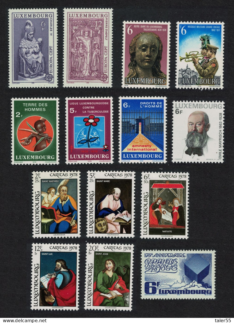 Luxembourg Complete Year Stamps 1978 MNH SG#1004-1017 MI#968-980 - Ungebraucht