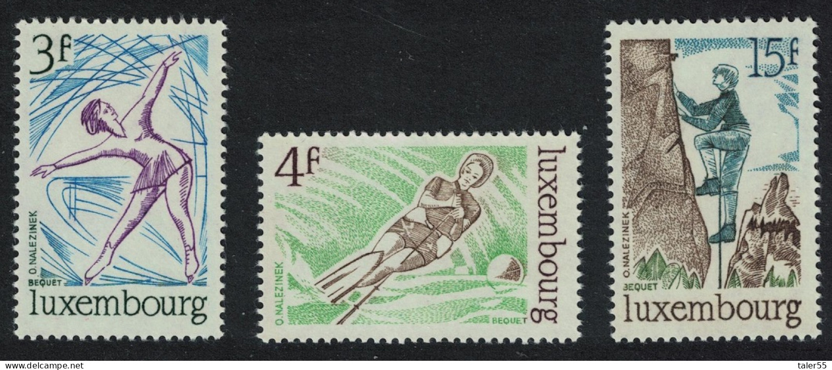 Luxembourg Ice Skating Water Skiing Rock Climbing Sports 1975 MNH SG#954-956 MI#911-913 - Unused Stamps
