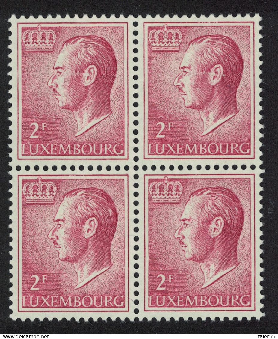 Luxembourg Grand Duke Jean 2f. Red Fluor Paper Block Of 4 1974 MNH SG#761 MI#727ya - Ungebraucht