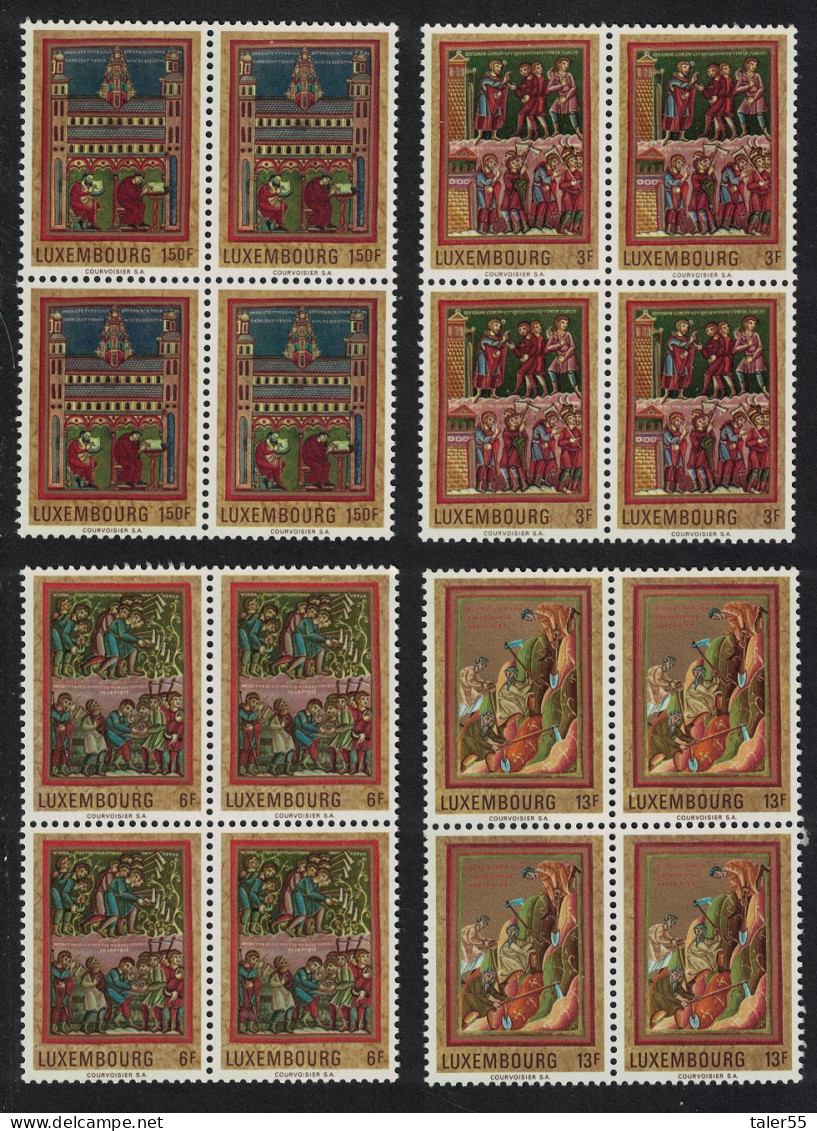 Luxembourg Medieval Miniatures 4v Blocks Of 5 1971 MNH SG#868-871 MI#820-823 - Ungebraucht