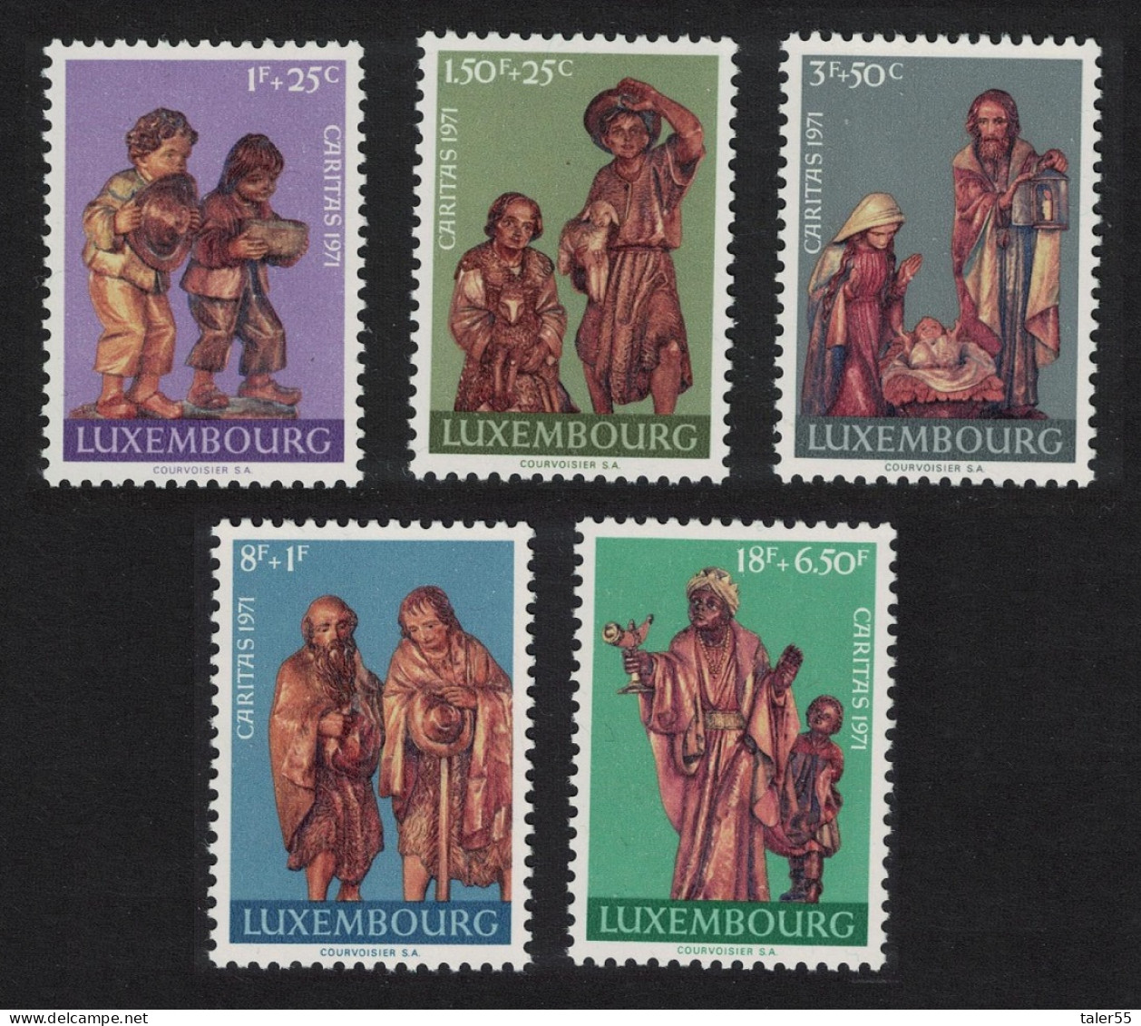 Luxembourg Nativity Wood-carvings Beaufort Church 5v 1971 MNH SG#880-884 MI#836-840 - Unused Stamps