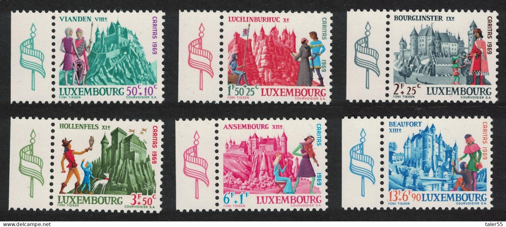 Luxembourg Castles 1st Series 6v Margins 1969 MNH SG#846-851 MI#798-803 - Nuevos