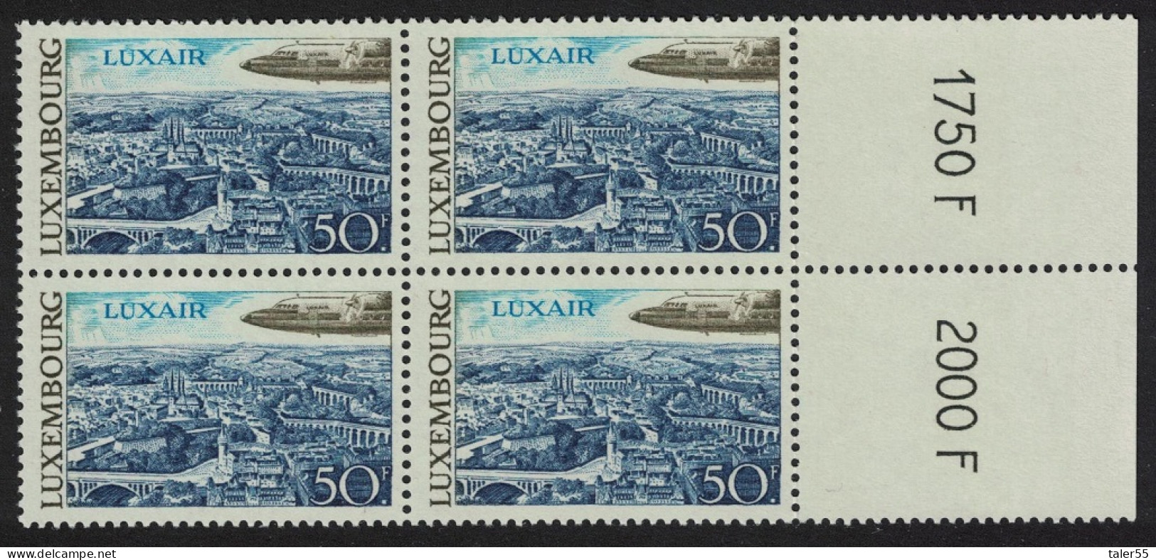 Luxembourg Fokker F.27 Friendship Luxair Block Of 4 1968 MNH SG#828 MI#777 - Nuevos