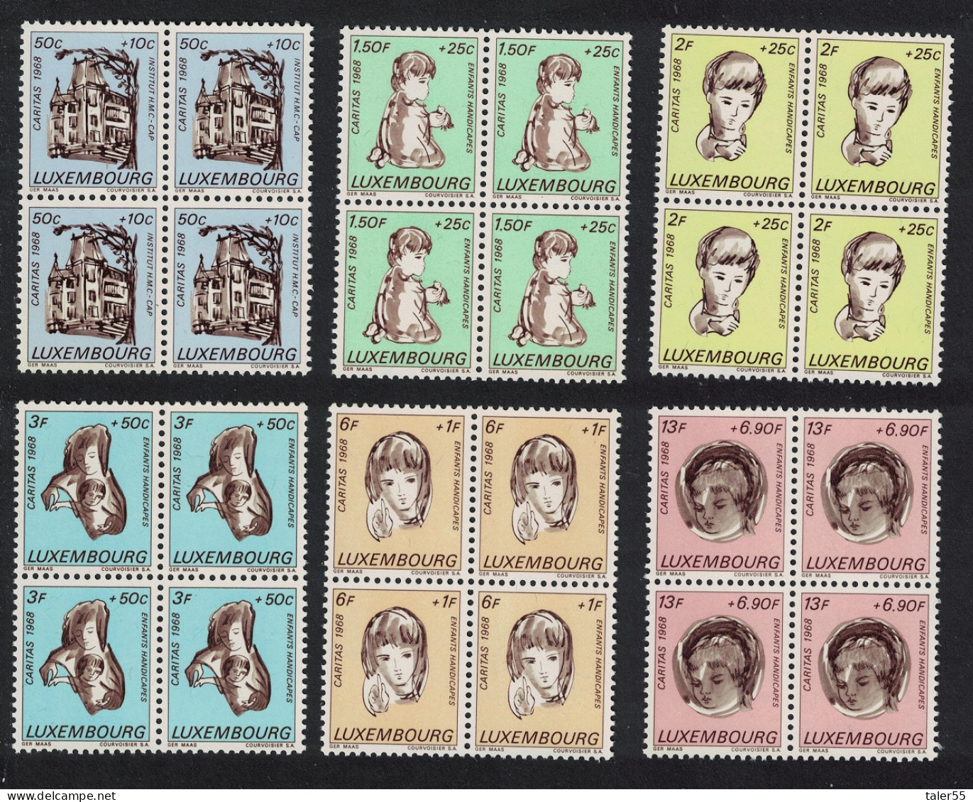 Luxembourg Christmas Disabled Children 6v Blocks Of 4 1968 MNH SG#829-834 MI#779-784 - Nuevos