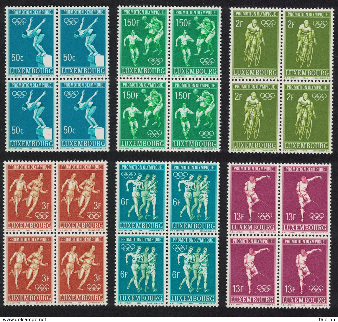 Luxembourg Football Cycling Olympic Games 6v Blocks Of 4 1968 MNH SG#815-820 MI#765-770 - Nuovi