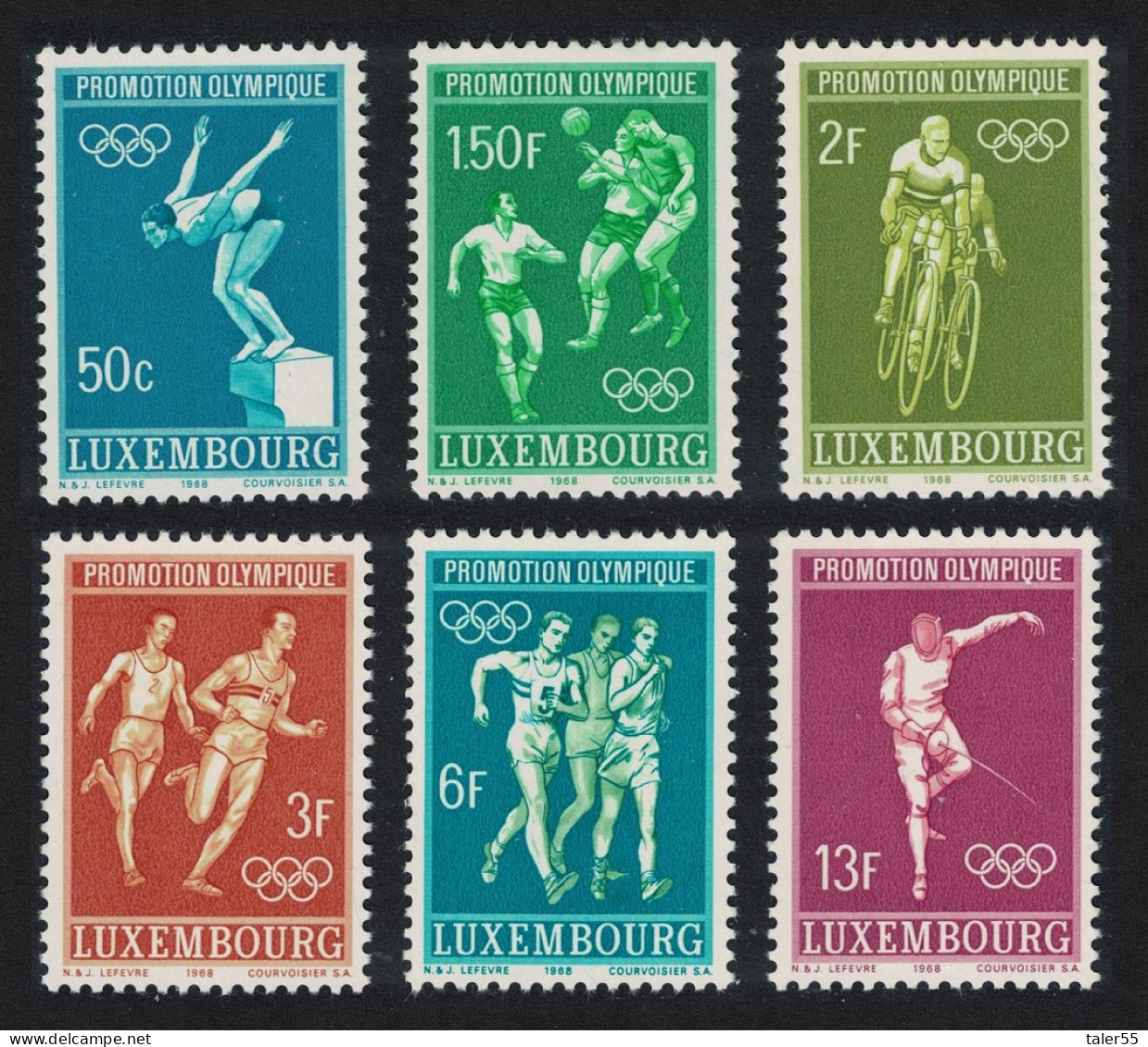 Luxembourg Football Cycling Olympic Games Mexico 6v 1968 MNH SG#815-820 MI#765-770 - Nuevos