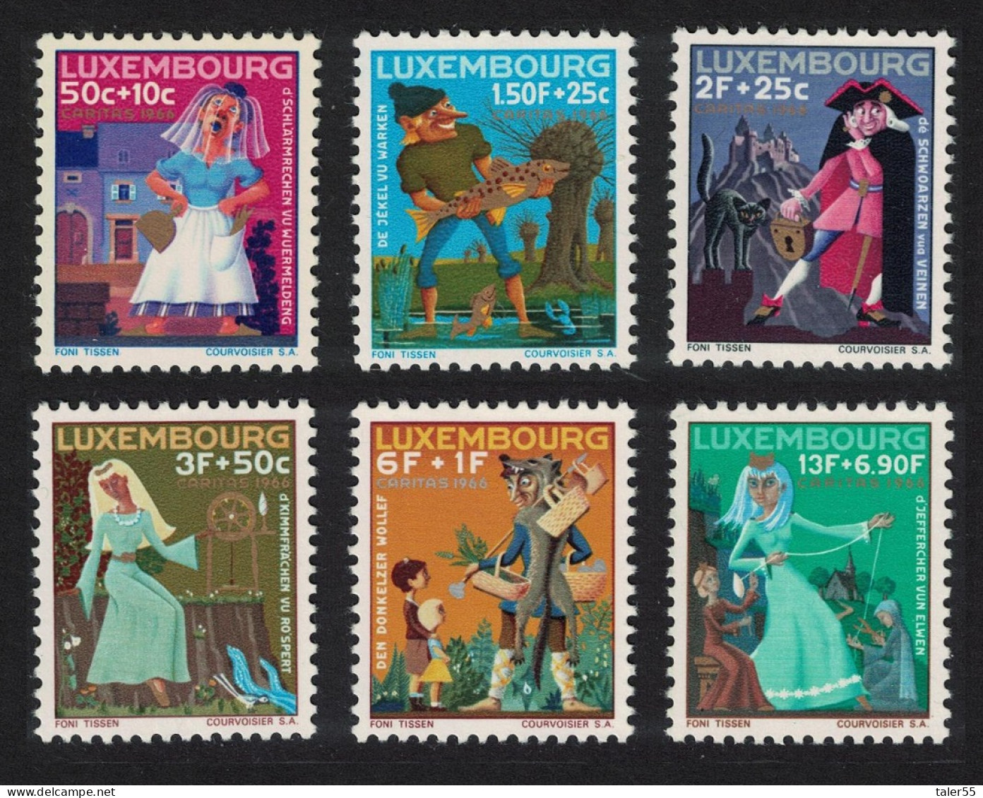 Luxembourg Fairy Tales Christmas 6v 1966 MNH SG#790-795 MI#740-745 - Unused Stamps