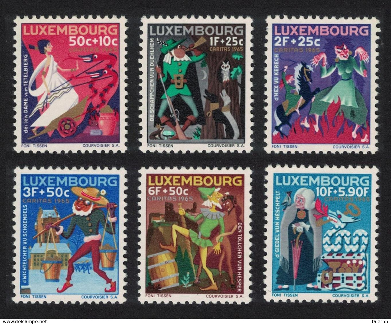 Luxembourg Fairy Tales Inscr 'CARITAS' Christmas 6v 1965 MNH SG#771-776 MI#717-722 - Unused Stamps