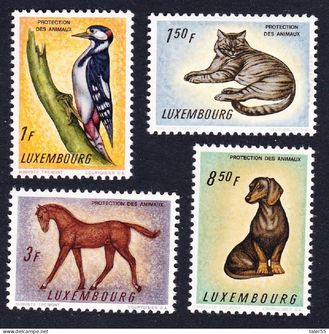 Luxembourg Woodpecker Bird Dachshund Dog Cat Horse Animals 4v 1961 MNH SG#691-694 MI#637-40 - Unused Stamps