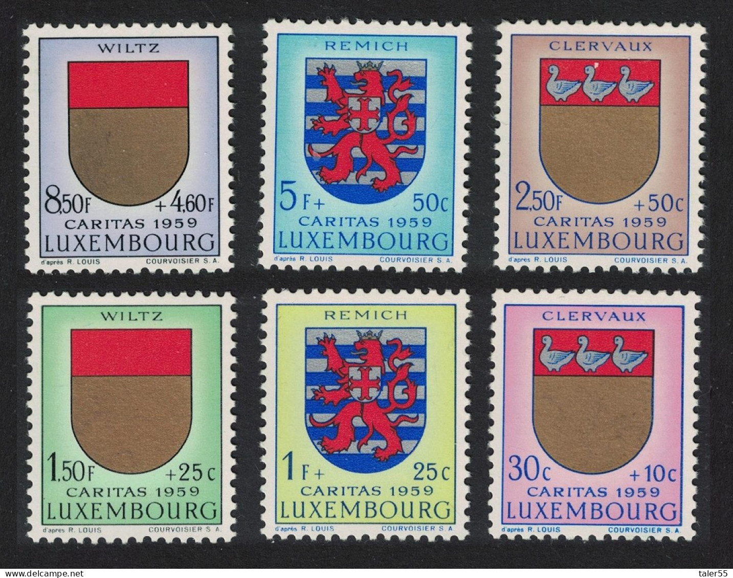 Luxembourg National Welfare Fund Arms 6v 1959 MNH SG#662-667 MI#612-617 - Ungebraucht