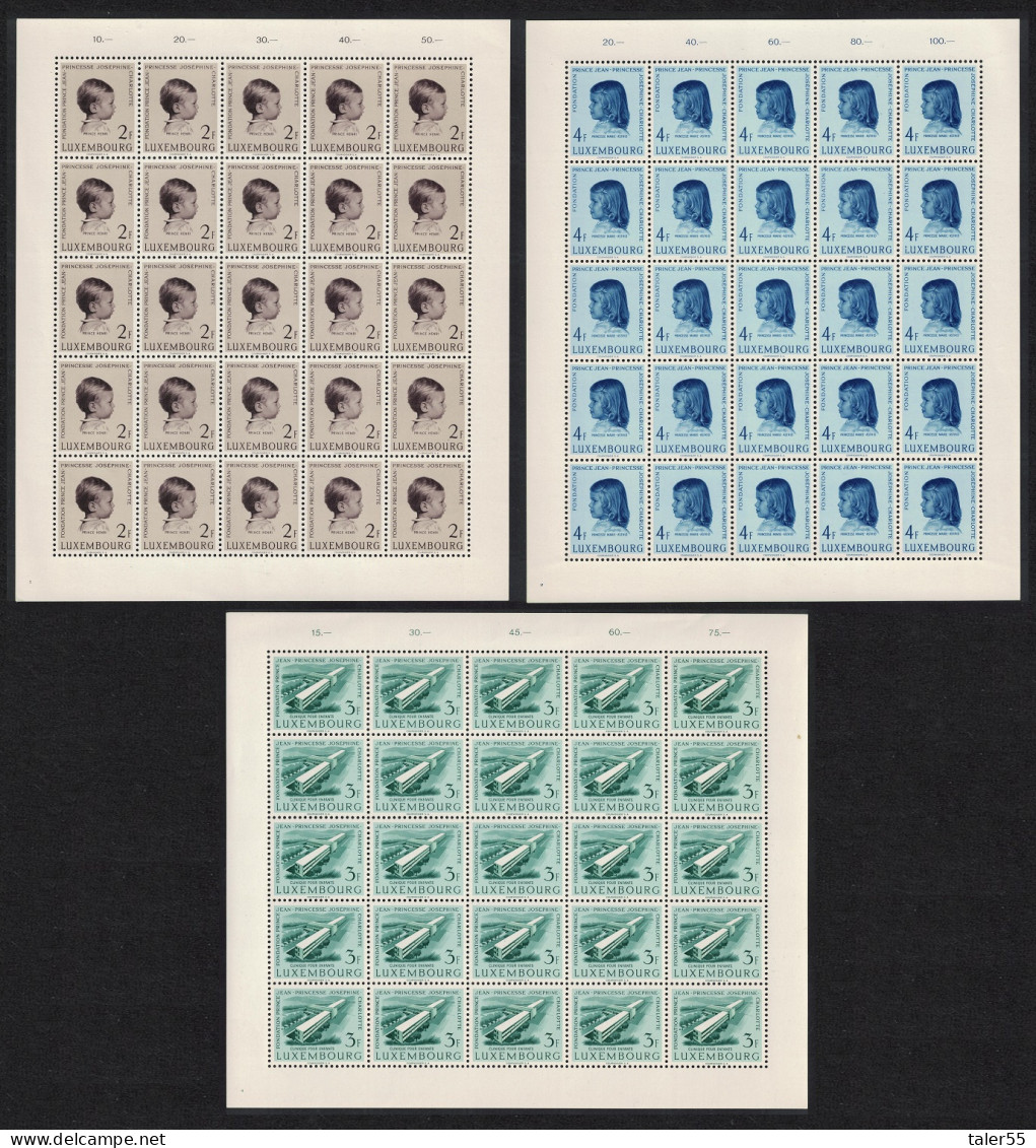 Luxembourg Prince Jean And Princess Josephine Full Sheets 1957 MNH SG#623-625 MI#569-571 Sc#326-328 - Unused Stamps