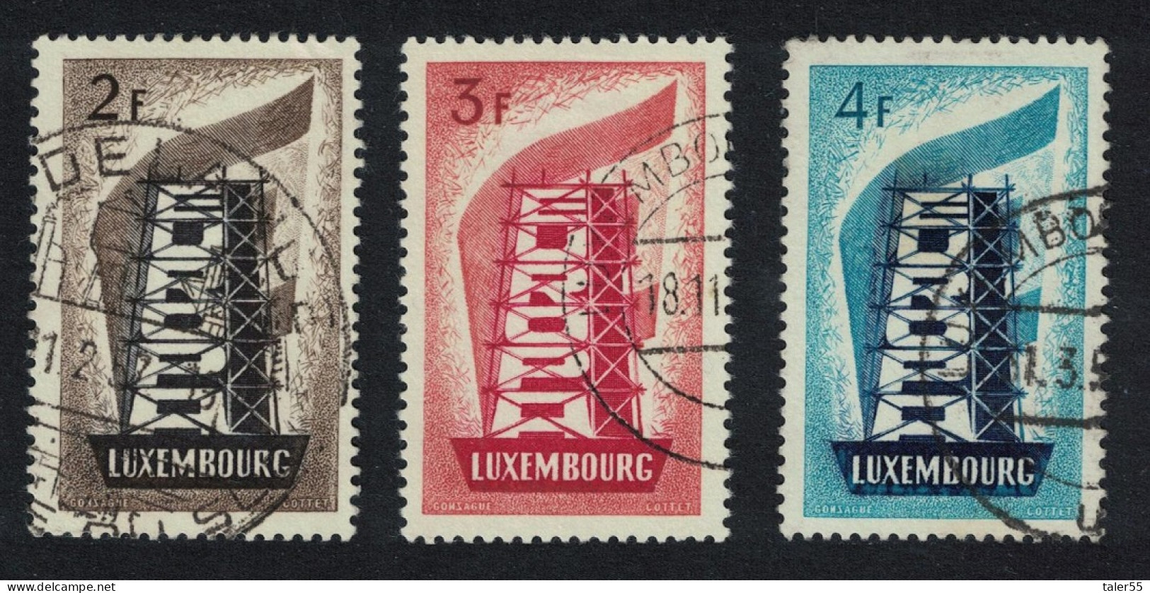 Luxembourg Europa 3v 1956 Canc SG#609-611 MI#555-557 - Usati