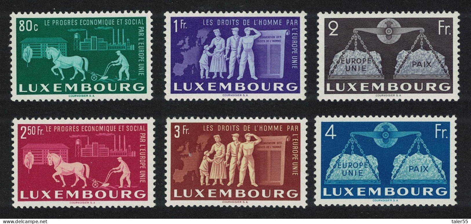 Luxembourg Horse To Promote United Europe 6v 1951 MNH SG#543-548 MI#478-483 - Neufs