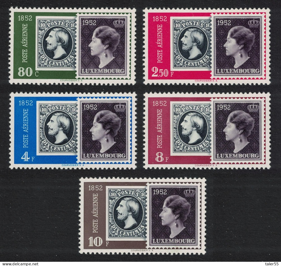 Luxembourg Stamp Centenary 5v 1952 MNH SG#552a-552e MI#490-494 - Neufs