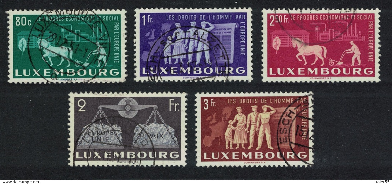 Luxembourg To Promote United Europe 5v 1951 Canc SG#543-547 MI#478-482 - Usados