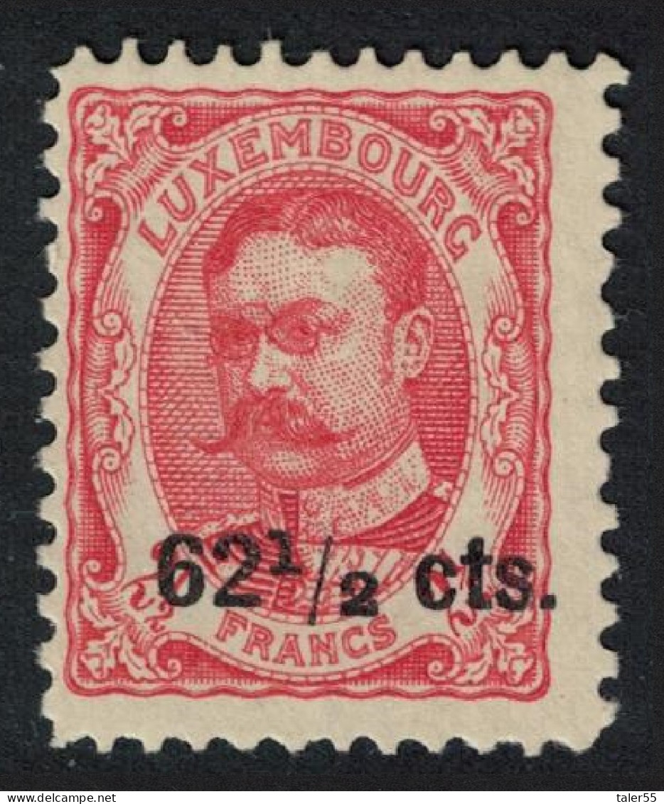 Luxembourg Grand Duke William IV Surch 62½ Cts On 2½Fr 1912 MH SG#173a MI#90 - Andere & Zonder Classificatie