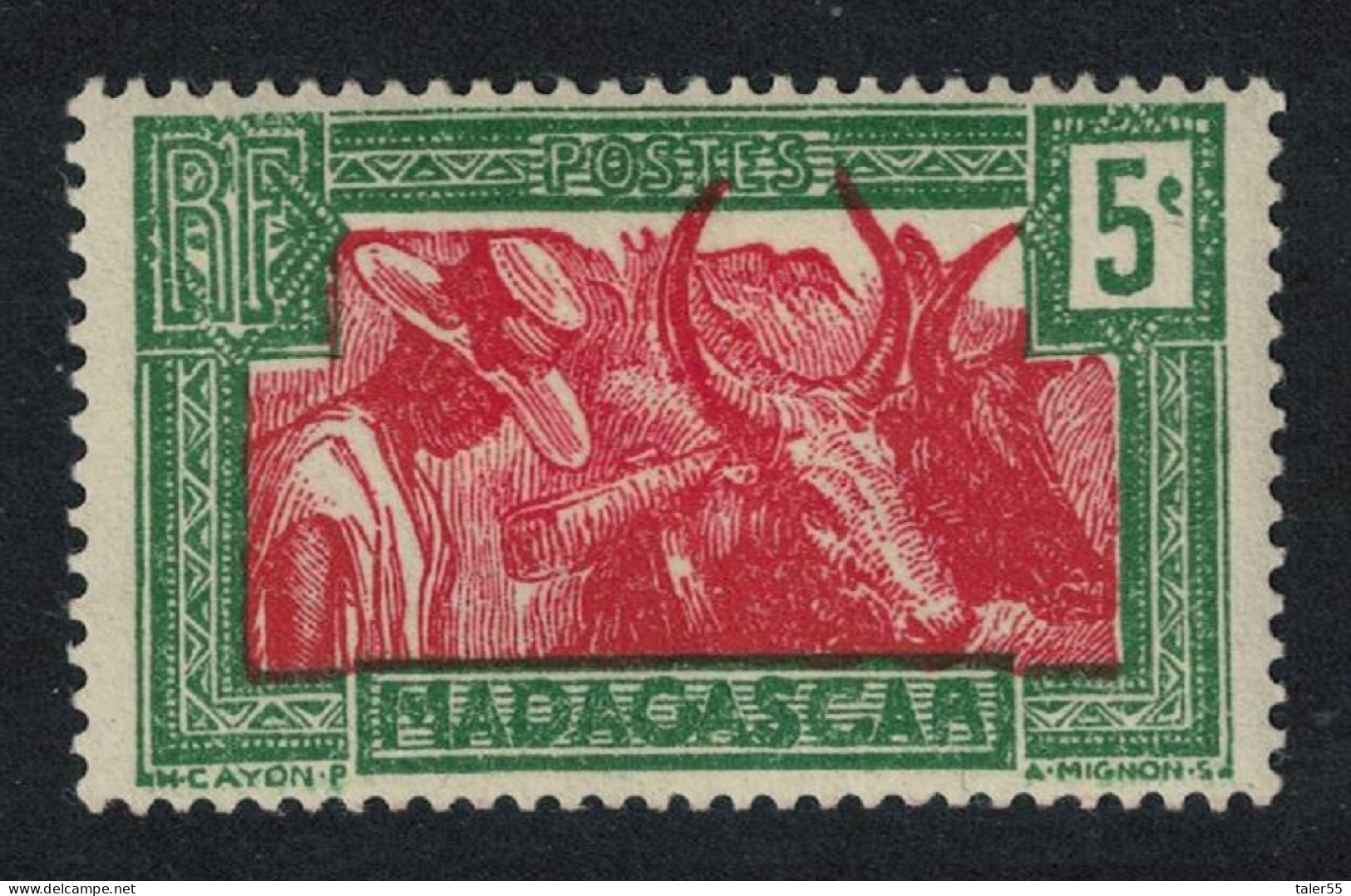 Madagascar Zebus Cattle 5c 1930 MH SG#127 - Madagascar (1960-...)