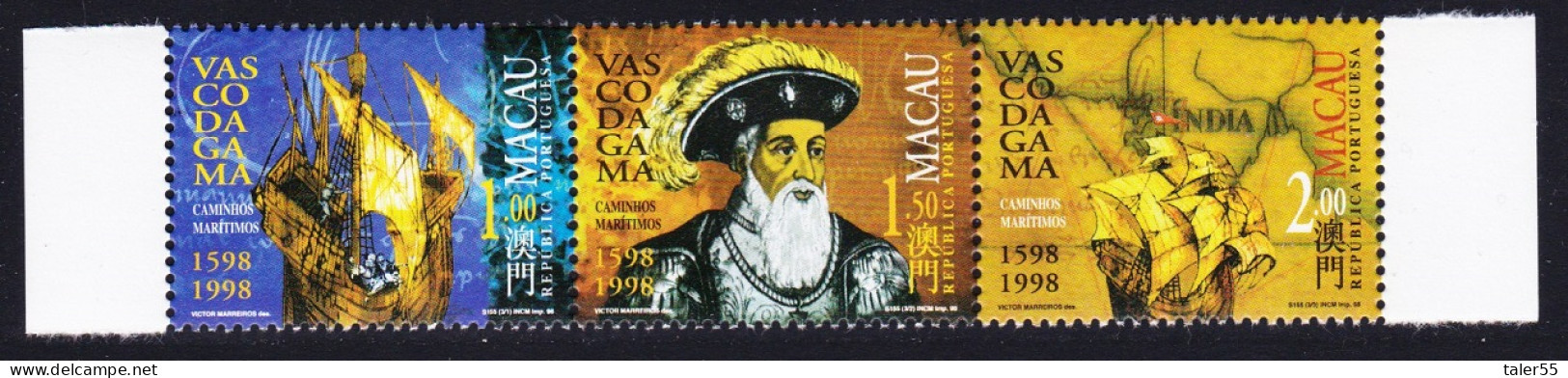 Macao Macau Vasco Da Gama ERROR '1598' Strip Of 3v 1998 MNH SG#1040-1042 Sc#926-928 - Neufs
