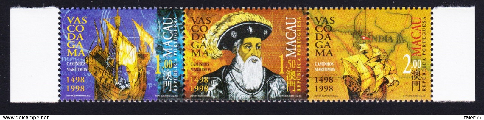 Macao Macau Vasco Da Gama 1498 Strip Of 3v 1998 MNH SG#1044-1046 Sc#943-946 - Unused Stamps