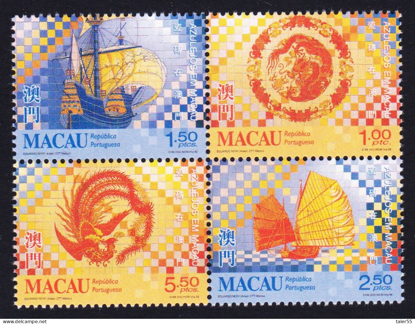 Macao Macau Kun Iam Temple 4v Block Of 4 1998 MNH SG#1066-1069 Sc#955a - Nuovi