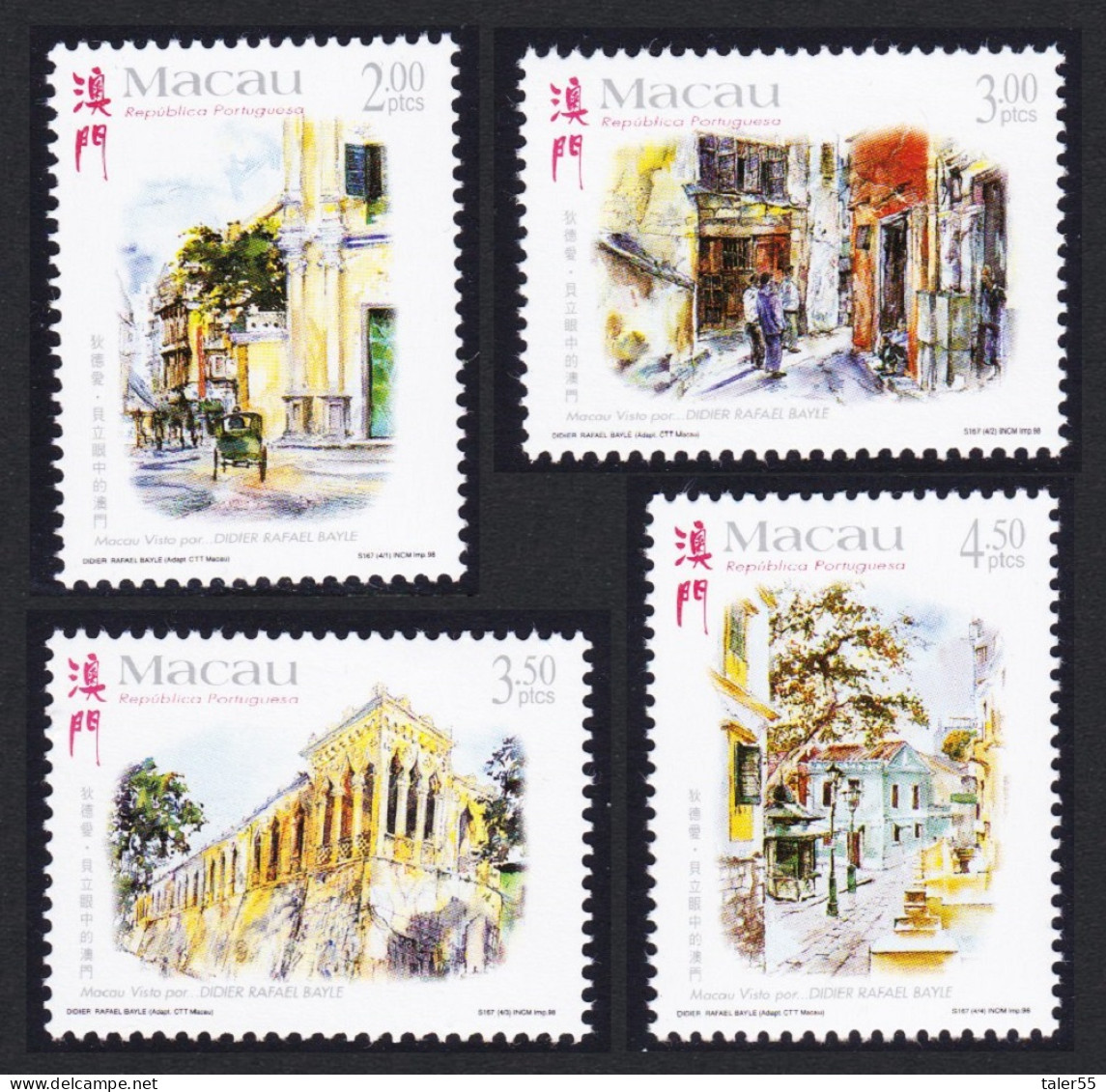 Macao Macau Paintings Of Macao By Didier Rafael Bayle 4v 1998 MNH SG#1071-1074 MI#992-995 Sc#957-960 - Unused Stamps