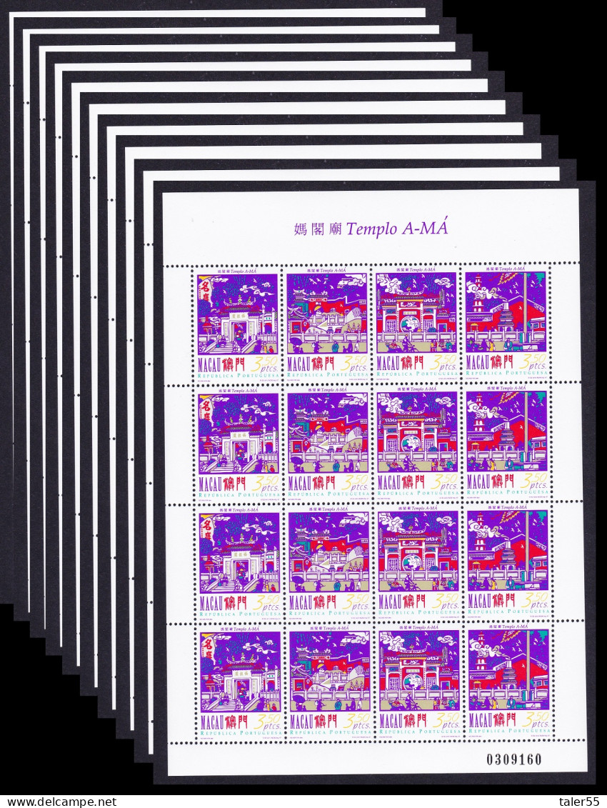 Macao Macau A-Ma Temple 10 Sheetlets WHOLESALE 1997 MNH SG#983-986 MI#908-911 Sc#872a - Ongebruikt