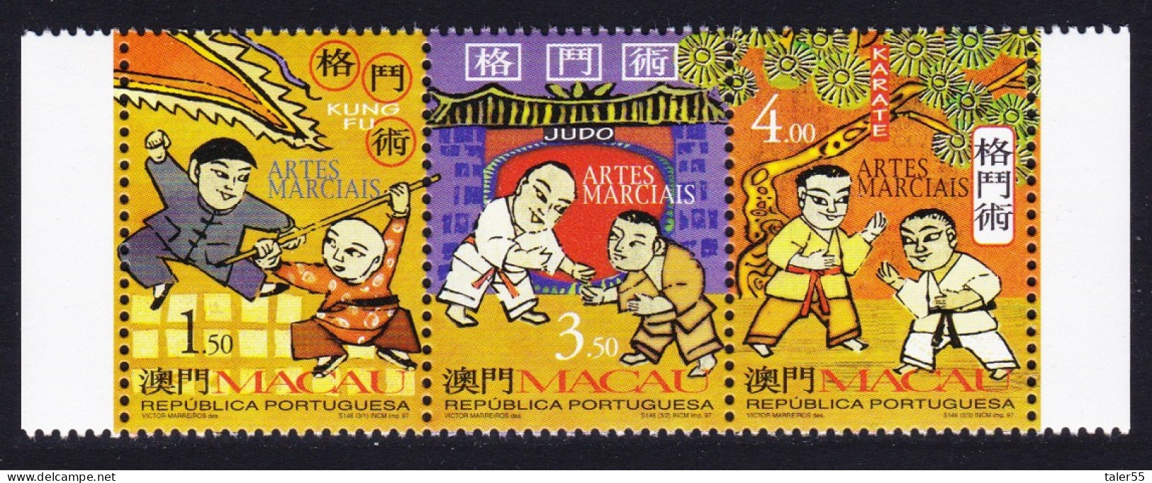 Macao Macau Martial Arts Strip Of 3v 1997 MNH SG#1018-1020 MI#943-945 Sc#904-906 - Unused Stamps