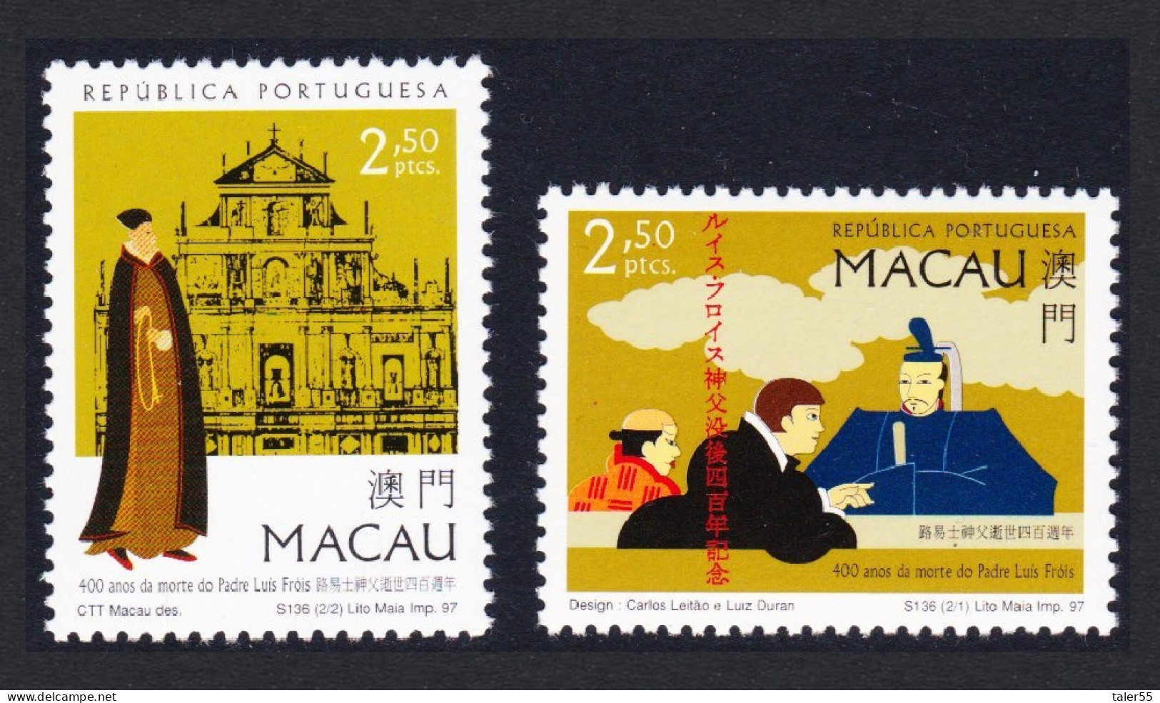 Macao Macau Father Luis Frois 2v 1997 MNH SG#992-993 MI#917-918 Sc#878-879 - Ungebraucht