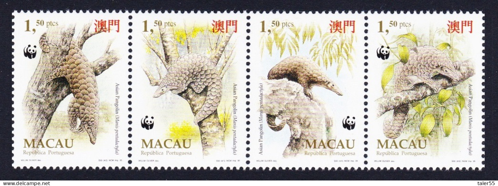 Macao Macau WWF Chinese Pangolin 4v Strip 1995 MNH SG#880-883 MI#795-798 Sc#767-770 - Nuevos