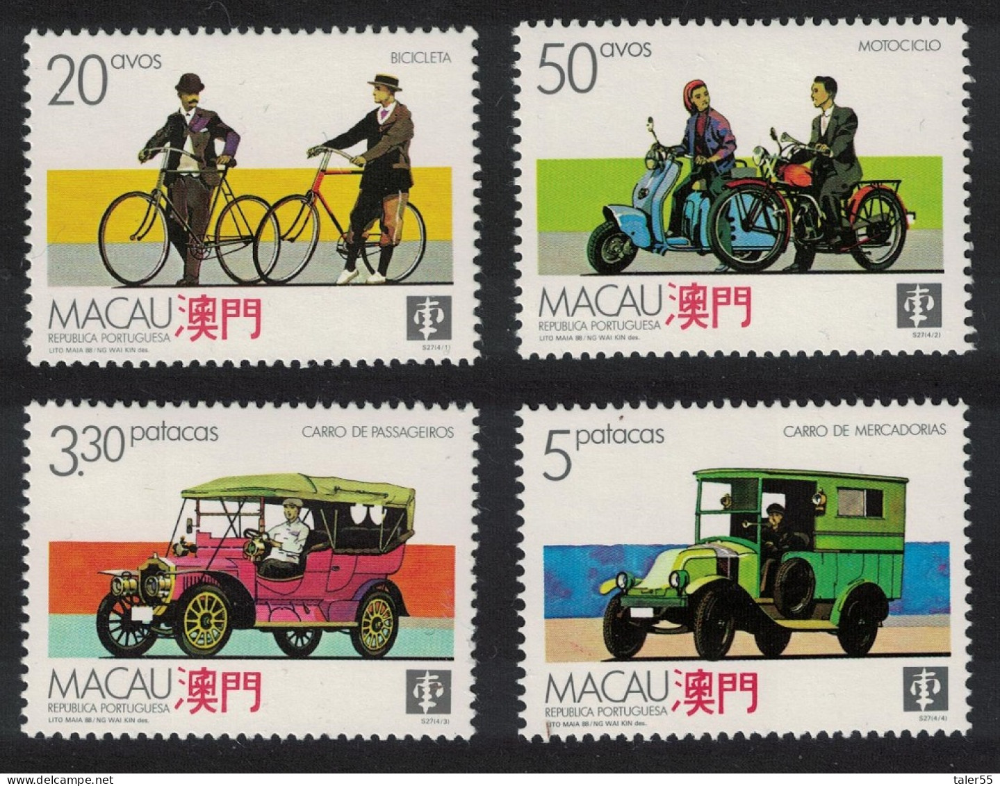 Macao Macau Bicycles Motorbike Cars Transport 4v 1988 MNH SG#669-672 - Nuovi