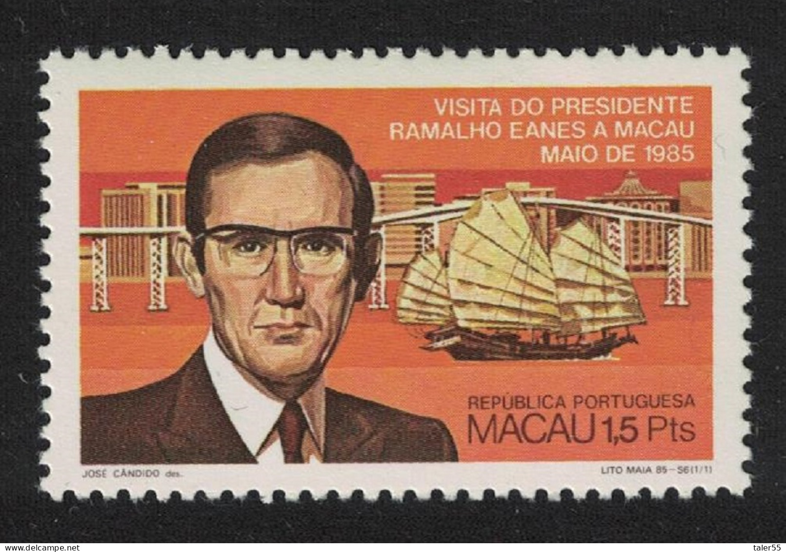 Macao Macau Junk Boat President Ramalho Eanes Of Portugal 1985 MNH SG#605 - Unused Stamps