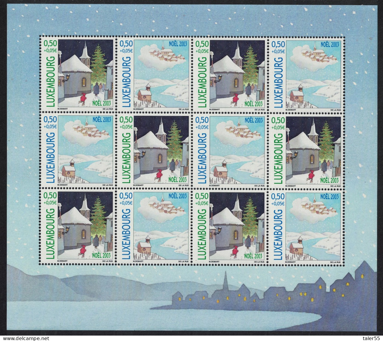 Luxembourg Christmas Full Sheet 2003 MNH SG#1658-1659 MI#1620-1621 - Nuovi