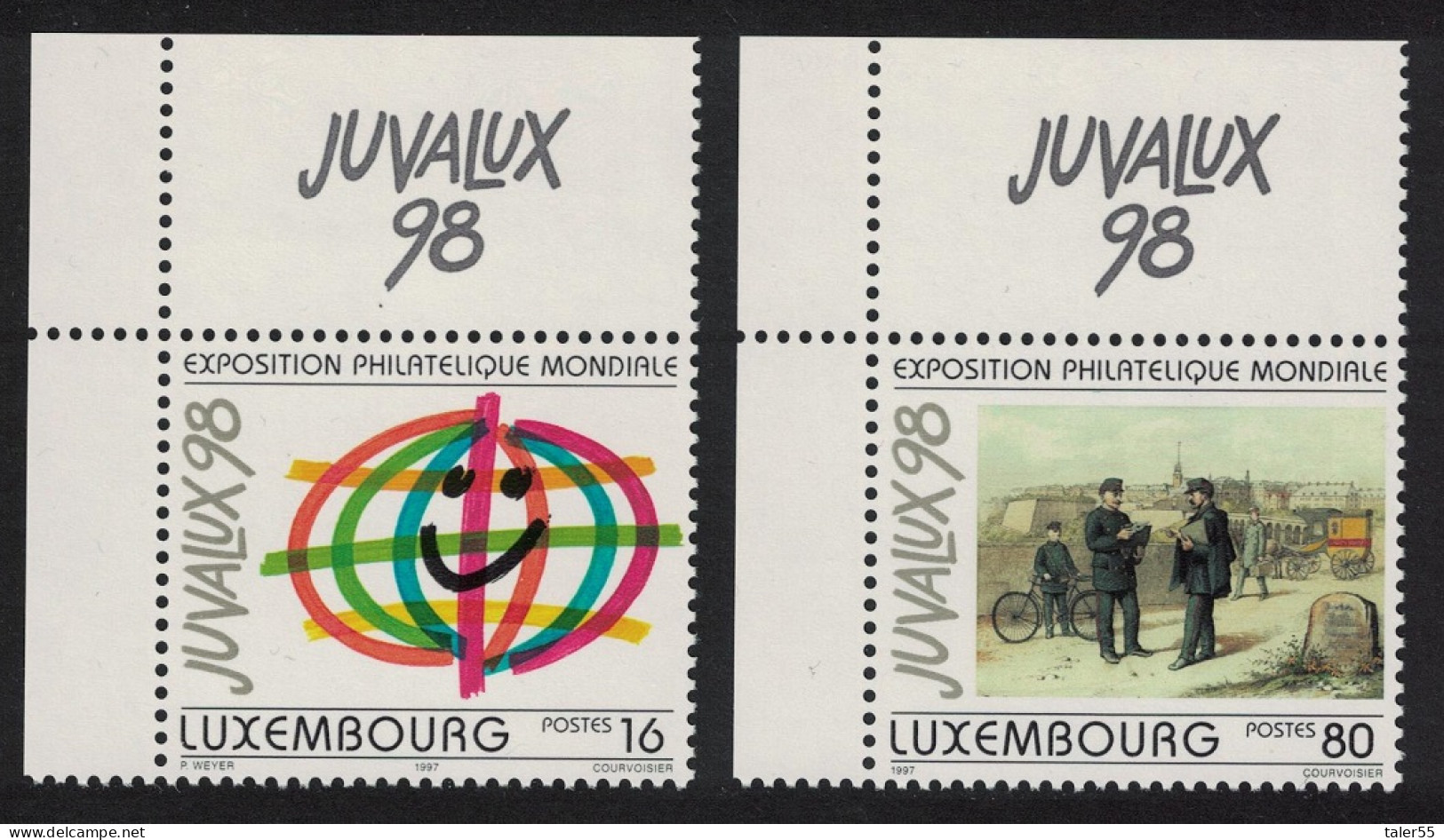 Luxembourg Juvalux 98 Postmen Painting 2v Corners 1997 MNH SG#1449-1450 MI#1423-1424 - Nuevos