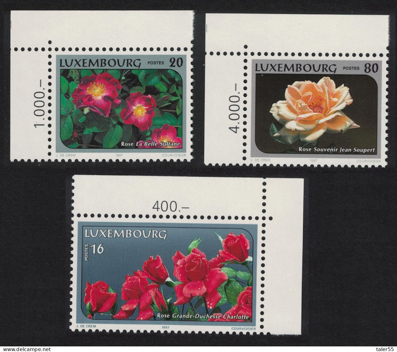 Luxembourg Roses 3v Corners 1997 MNH SG#1441-1443 MI#1411-1413 - Nuevos