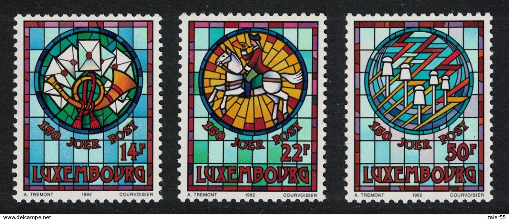 Luxembourg Stained Glass Windows By Auguste Tremont 3v 1992 MNH SG#1323-1325 MI#1302-1304 - Ongebruikt