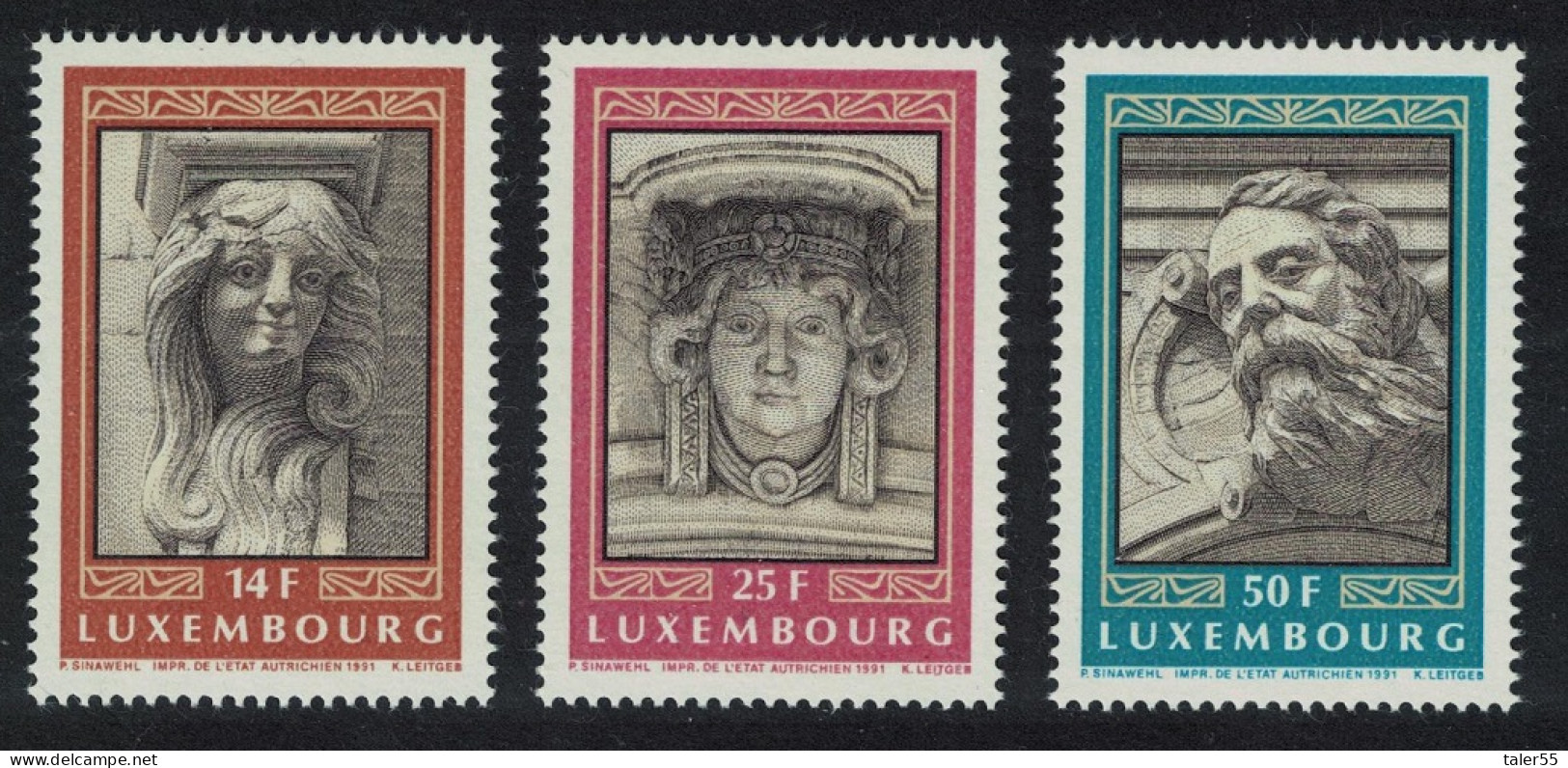 Luxembourg Mascarons Stone Faces On Buildings 3v 1991 MNH SG#1301-1303 MI#1277-1279 - Nuovi