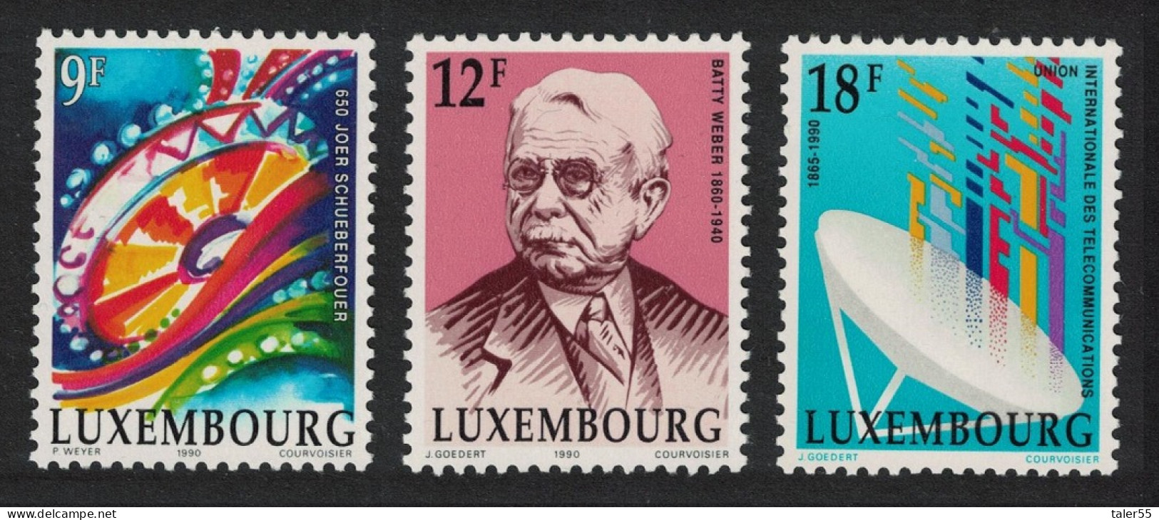 Luxembourg Telecommunications Writer Fun Fair 3v 1990 MNH SG#1263-1265 MI#1240-1242 - Unused Stamps