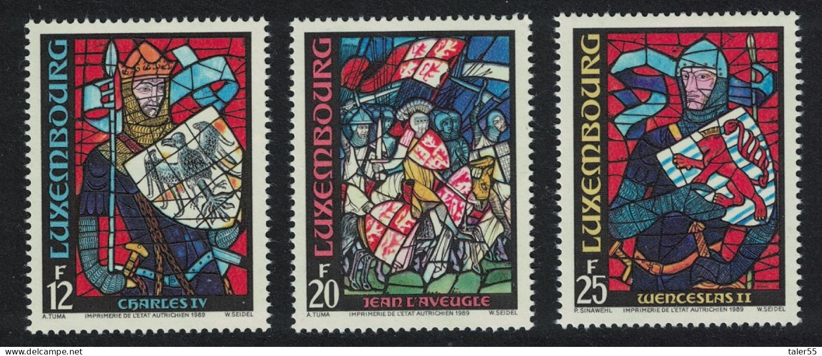 Luxembourg Stained Glass Windows 3v 1989 MNH SG#1256-1258 MI#1227-1229 - Neufs