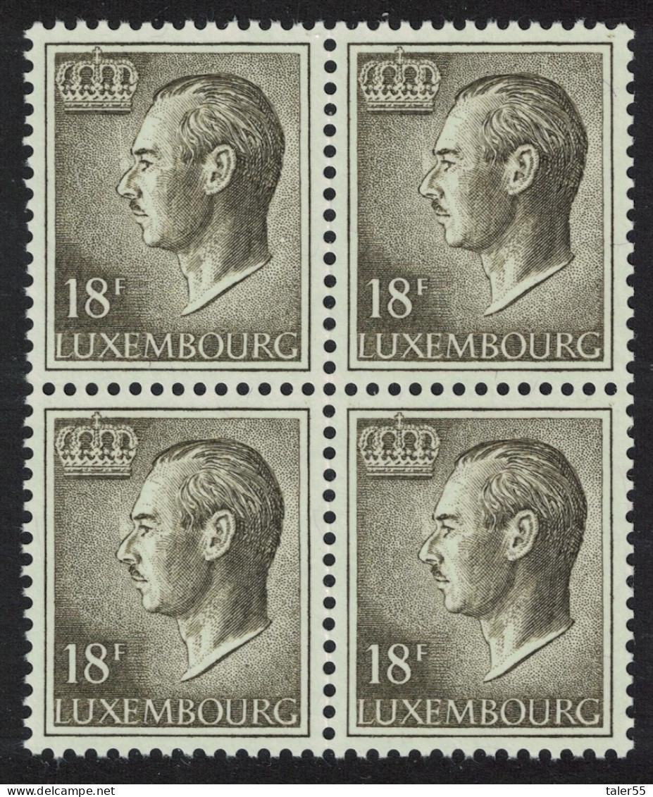 Luxembourg Grand Duke Jean 18f. Green Granite Paper Block Of 4 1986 MNH SG#767c  MI#1150 - Neufs