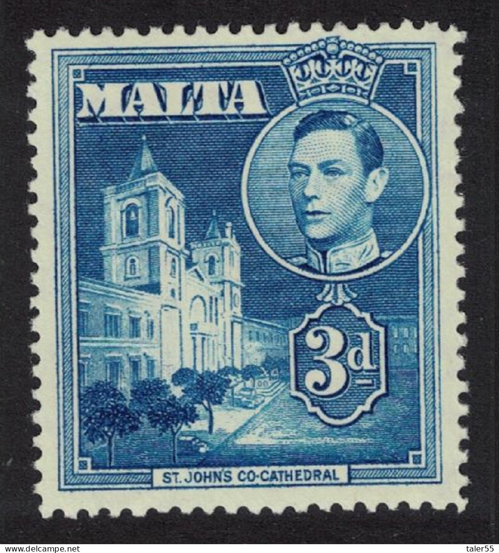 Malta St John's Co-Cathedral 3d Blue 1938 MH SG#223a - Malte (...-1964)