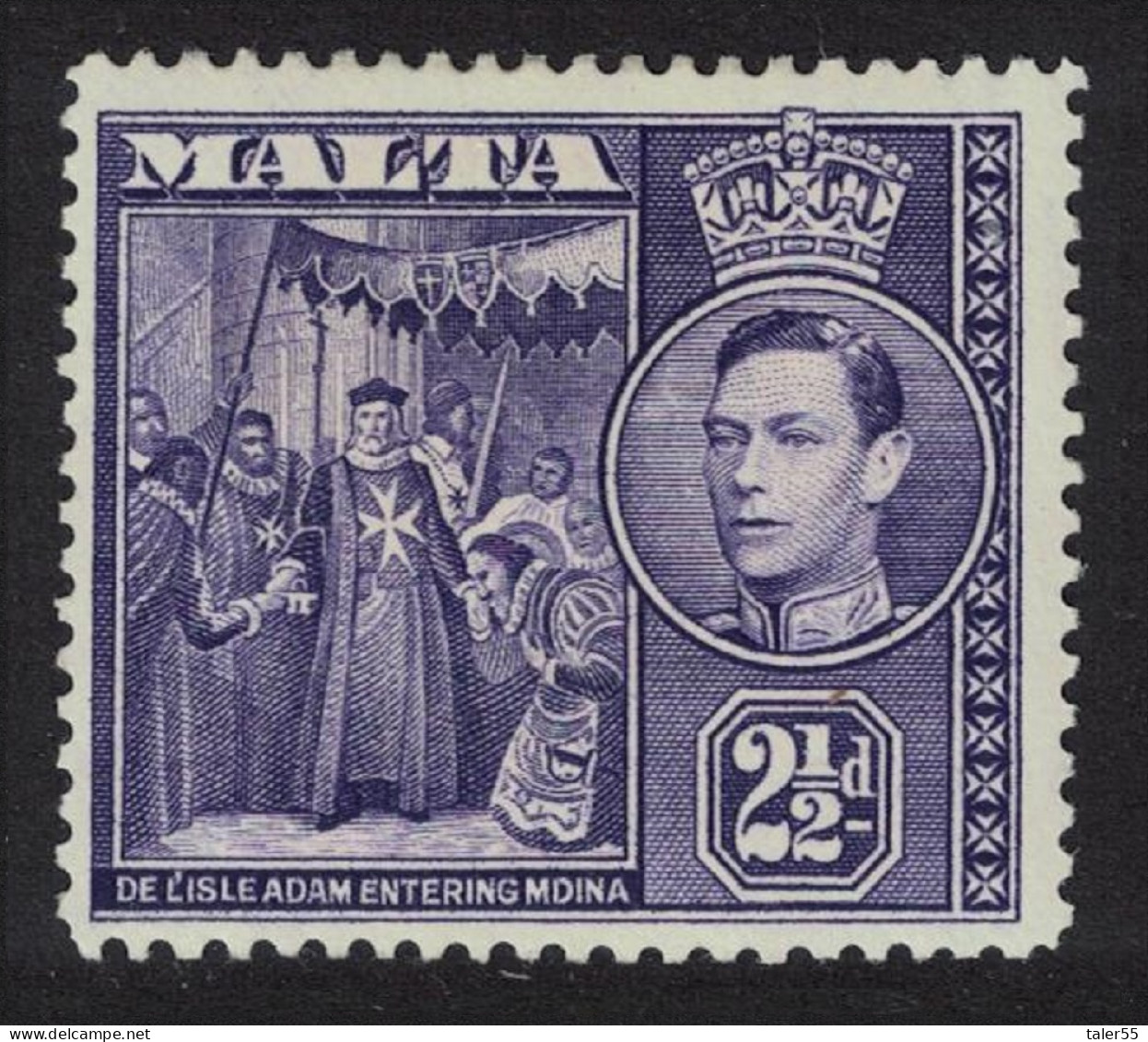 Malta De L'Isle Adam Entering Mdina 2½d Violet 1938 MH SG#222a - Malte (...-1964)