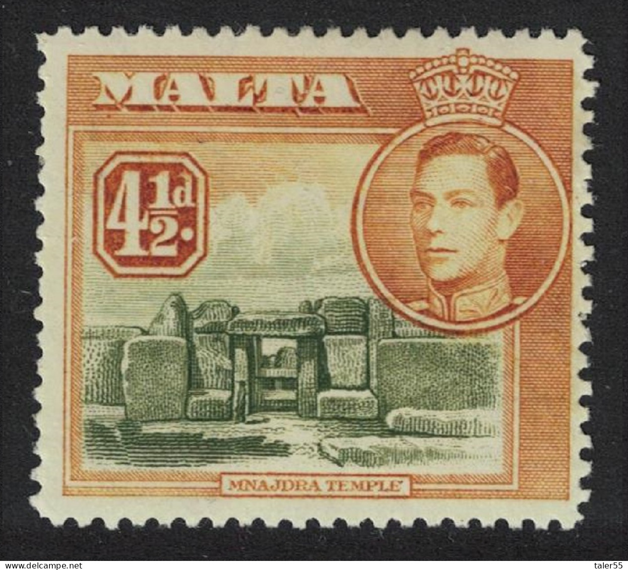 Malta Ruins At Mnajdra 4½d Olive And Brown 1938 MNH SG#224 - Malta (...-1964)