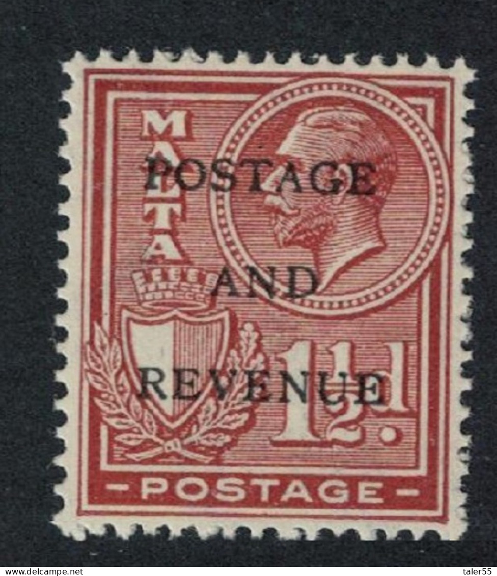 Malta George V 1½d Ovpt 'Postage And Revenue' 1928 MNH SG#178 - Malte (...-1964)