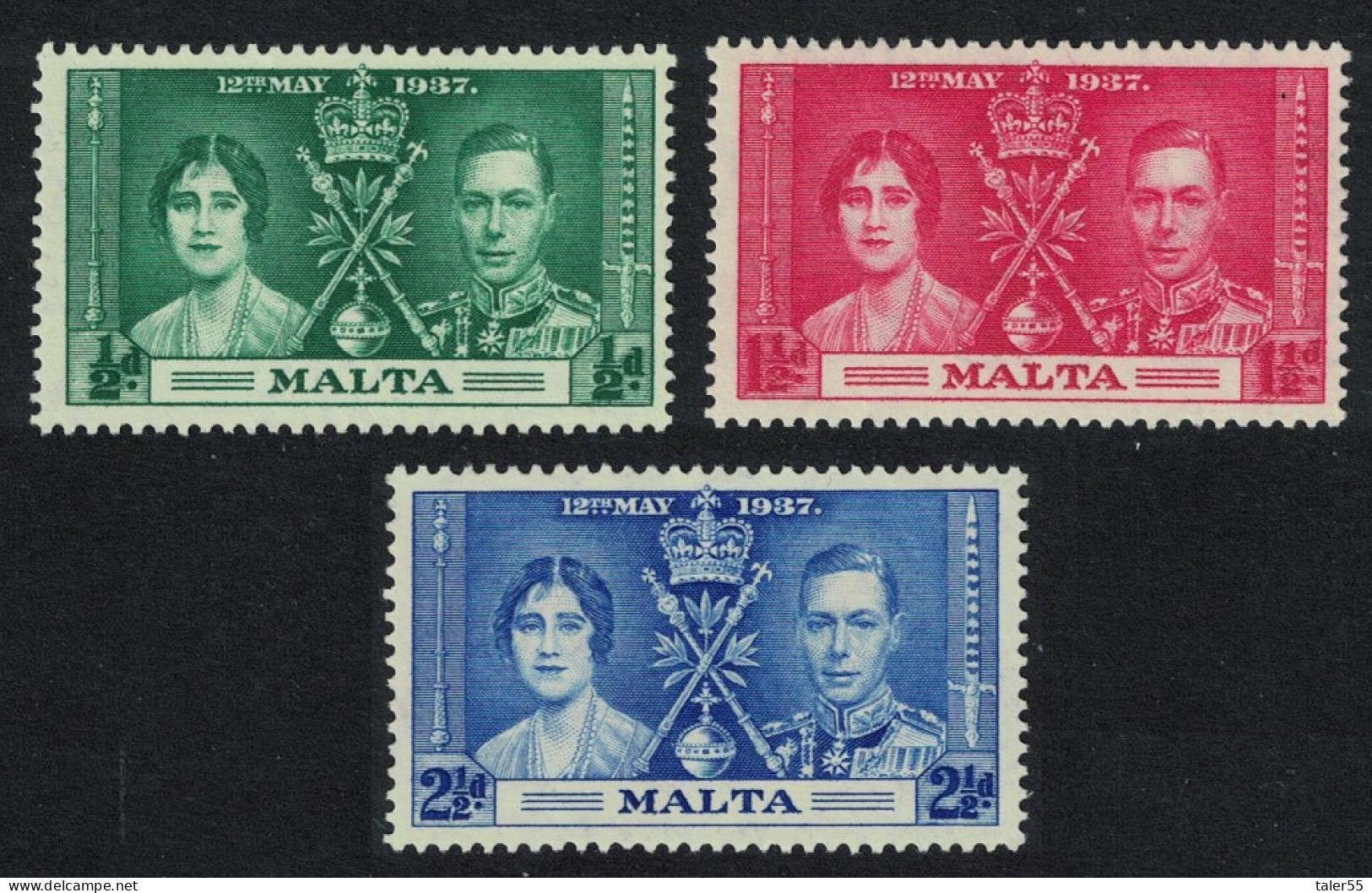 Malta George VI Coronation 3v 1937 MNH SG#214-216 - Malta (...-1964)