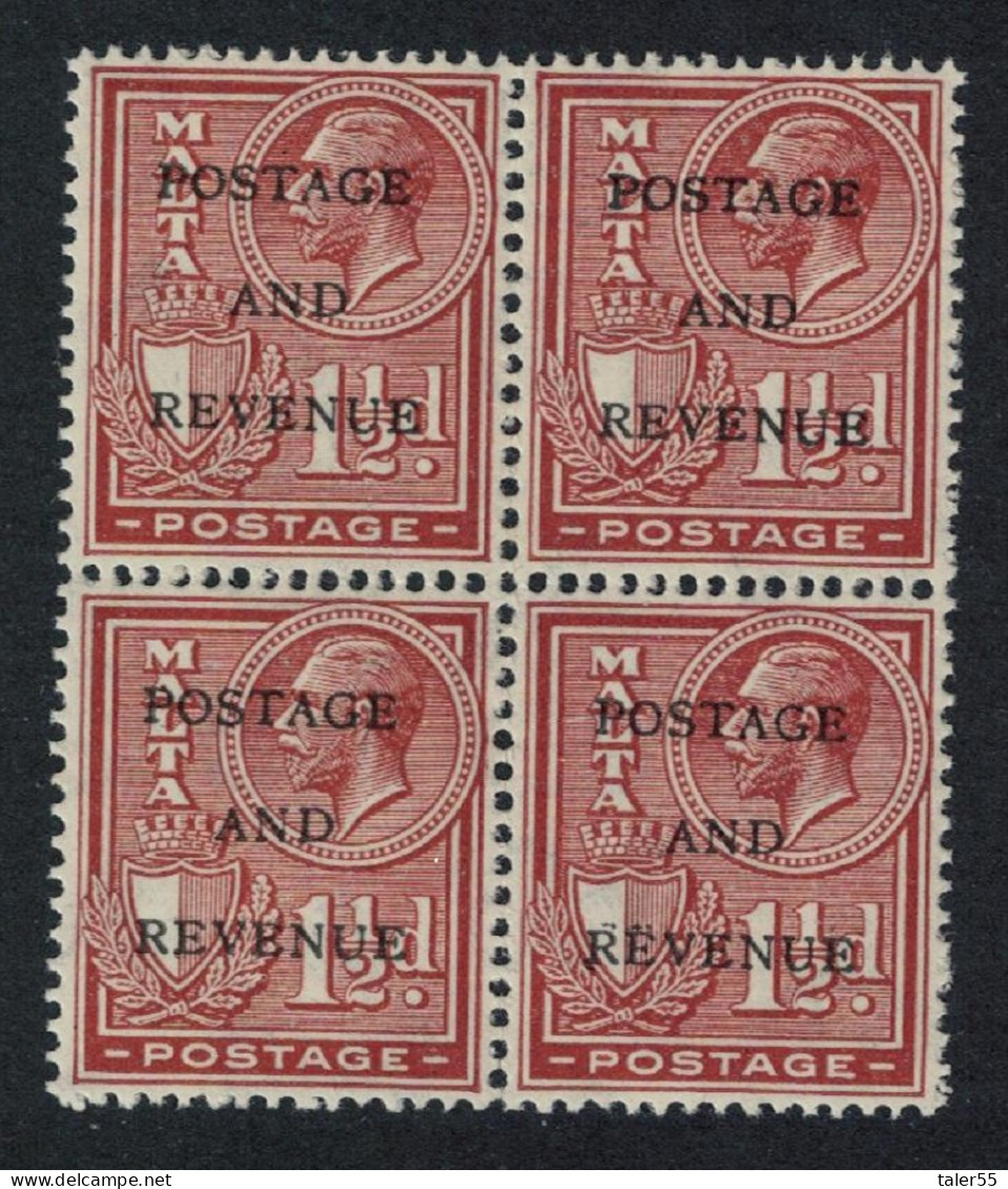 Malta George V 1½d. - Brown Block Of 4 1926 MNH SG#178 - Malte (...-1964)